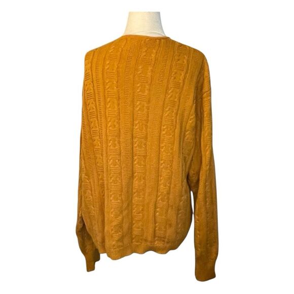 Jones New York Cable Knit Cardigan Sweater Pumpkin Orange Double‎ Breasted L - Picture 4 of 6